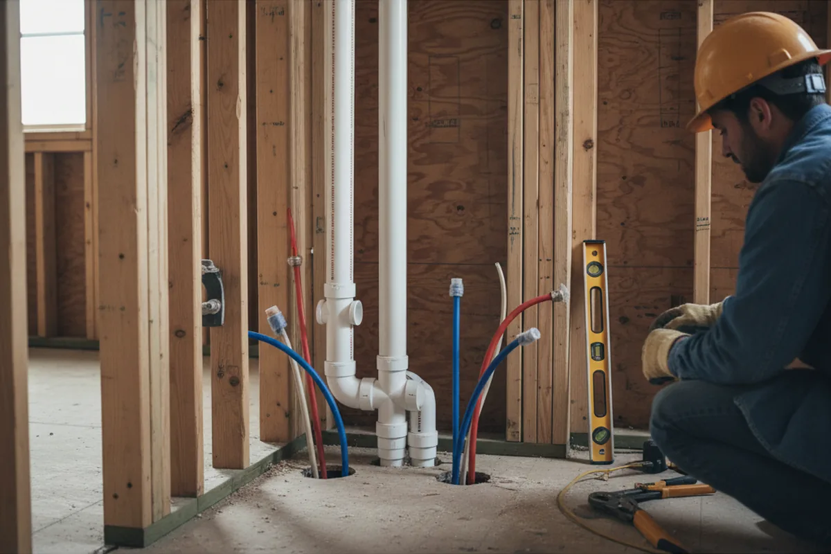 Drain and supply rough-in during Drain Cleaning in La Rose